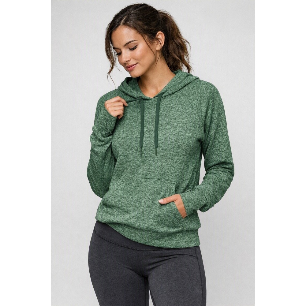 Outdoor Voices Women's Performance Hoodie Pullover Jacket sz M Green Thumbholes